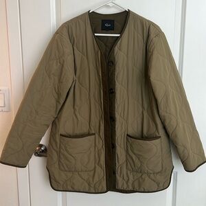 RAILS Elin Quilted Olive Green Puffer Coat Jacket Button Up Large